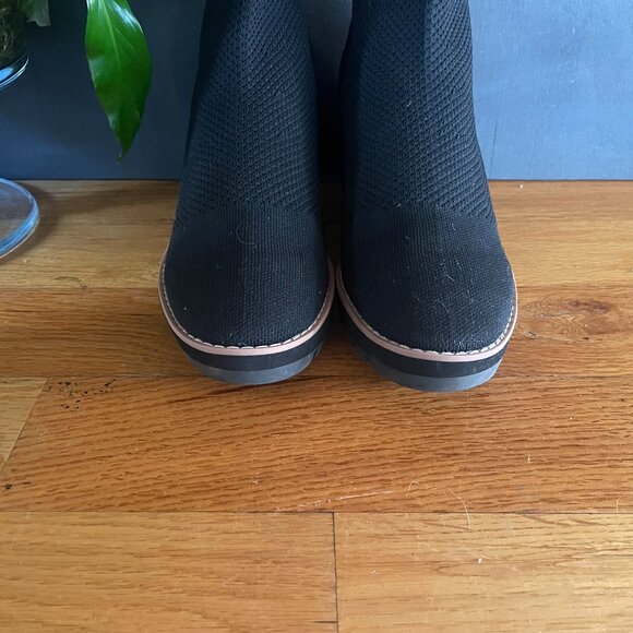 Anne Klein Black Knit Sock Wedge Ankle Boots Women’s 7M | Slip-On Comfort Bootie - Picture 7 of 8